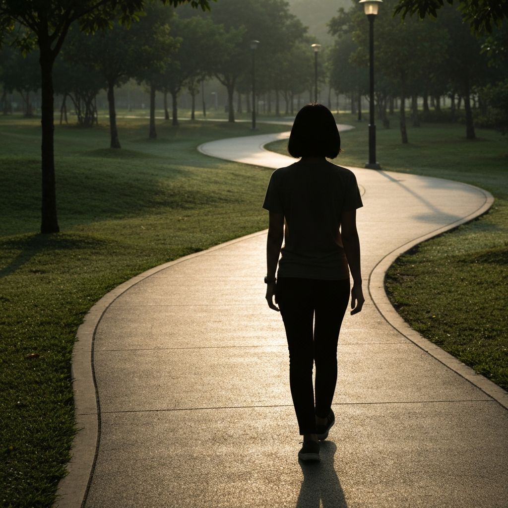 Person walking on a pathway